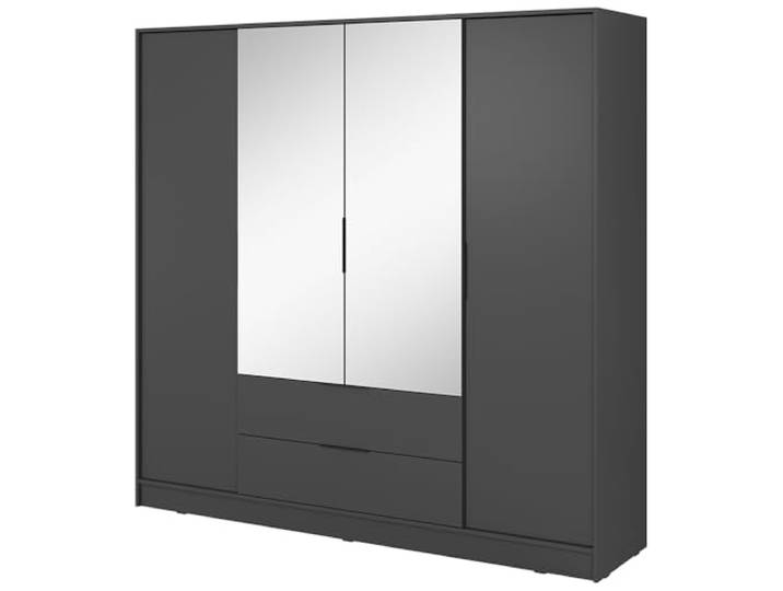 Lomadox Schlafzimmer Schrank Drehtürenschrank Kleiderschrank 206 cm mit 2 Spiegeltüren in Graphit