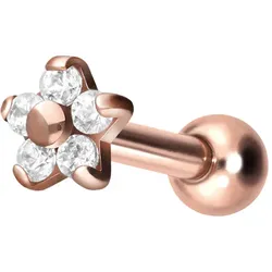 Titan Ohrpiercing mit Innengewinde BLUME MIT 5 KRISTALLEN