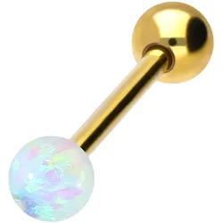 Chirurgenstahl Barbell SYNTHETISCHER OPAL + CHIRURGENSTAHL-KUGEL