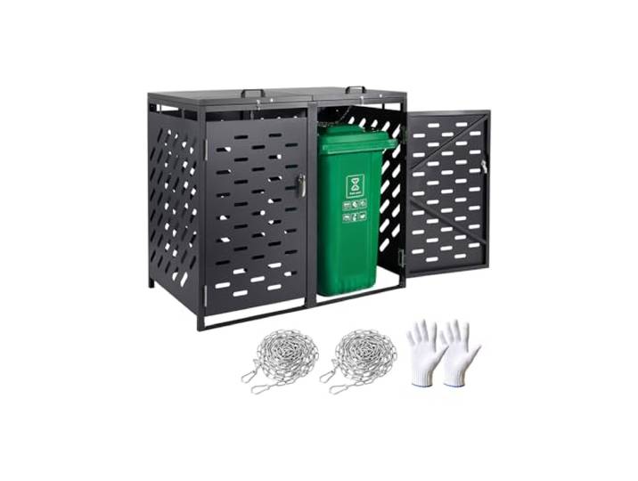 VEVOR Mülltonnenbox, 2X 240 L Mülltonnenhaus, Müllcontainer, Mülltonnenverkleidung, abschließbarer Mülltonnen-Aufbewahrungsschuppen, für Mülltonne, Garten, Hinterhof und Terrasse