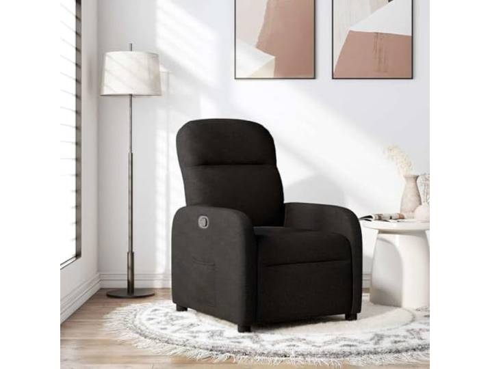 HEFZGDB Relaxsessel Schwarz Stoff mit manueller Liegefunktion und atmungsaktivem Bezug, Bequeme Sitzfläche, stabile Konstruktion, praktische Seitentasche, höchster Komfort
