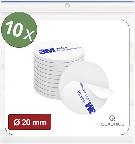 Quadrios 26SA148 26SA148 Doppelseitige Klebepads Weiß (Ø) 20mm 10St.
