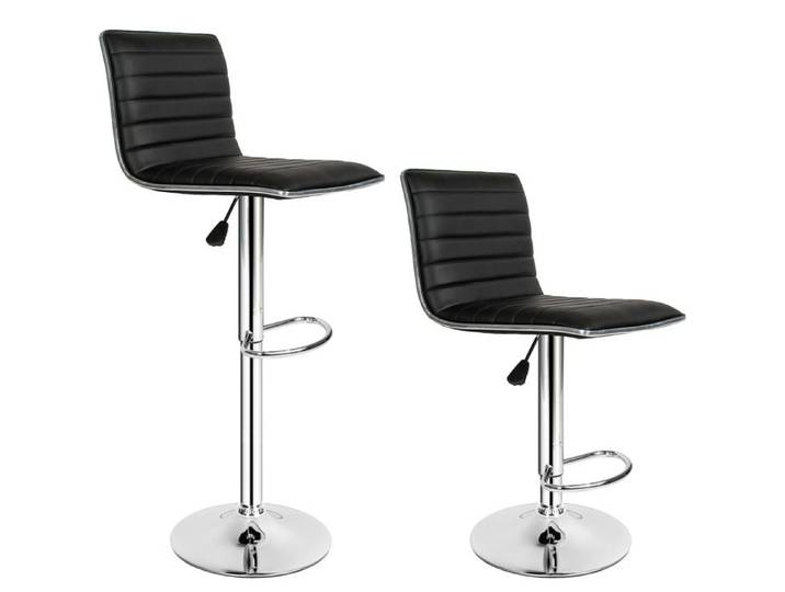 TABOURET DE BAR - TECTAKE - Lot de 2 tabourets de bar JOHANNES Cadre en acier chromé - Noir
