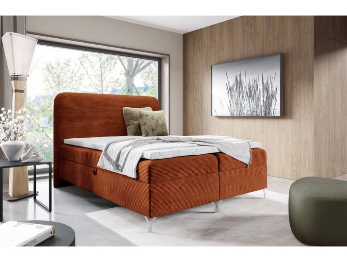 Fun Möbel Boxbett Bett Schlafzimmerbett FUN DANEL PREMIUM Überlänge in Stoff Poso (auch in Länge 200cm erhältlich, Die Serie FUN DANEL bietet viele schicke Betten), inkl. Bettkästen und Topper