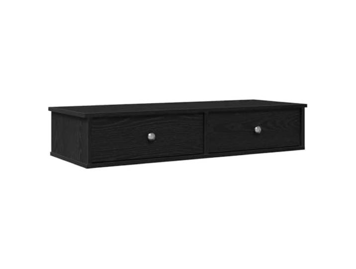 MABCQRTY Wandregal mit Schubladen Schwarz 100x37.5x19 cm Holzwerkstoff Eleganter schwebender Wandschrank in Schwarz für Schlafzimmer und Wohnzimmer. Ideal als Nachttisch und Wandboard.
