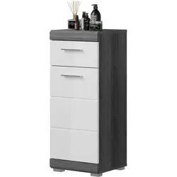 KOMMODE weiß Hochglanz, grau 88 cm, Badkommode mit Vollauszug
