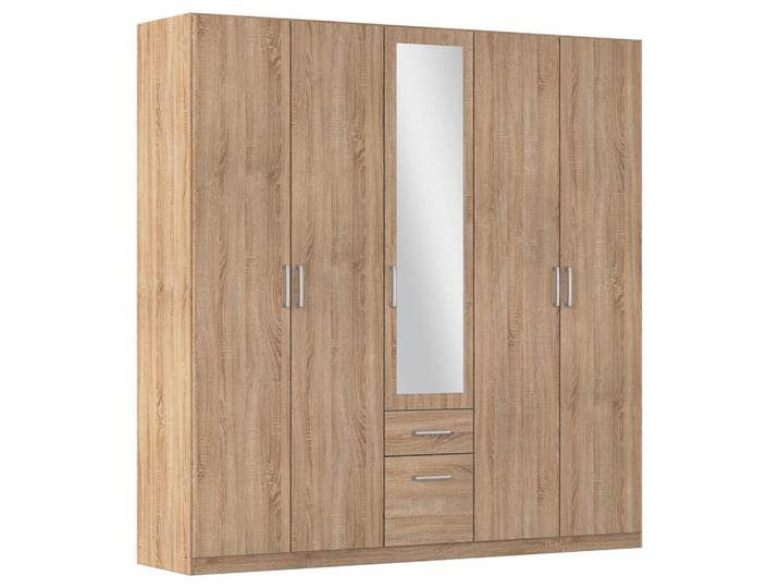 Rauch Möbel Drehtürenschrank Rauch Bingen, Eiche, 5 Fächer, 2 Schublade(n) Schubladen, 226x229x54 cm, Blauer Engel, RAL Testat, Goldenes M, BQ - Bündnis für Qualität, Made in Germany, in verschiedenen Größen erhältlich, Schrankfront mit Spiegel, Schlafzimmer, Kleiderschränke, Drehtürenschränke