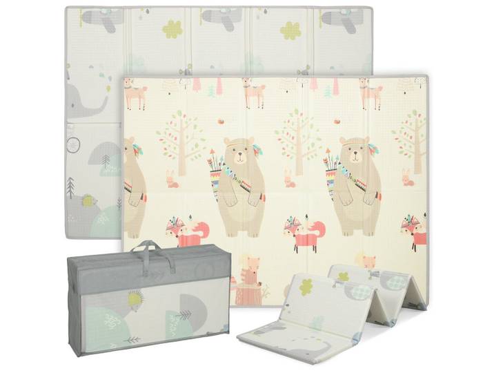 ComfortXL Baby-Spielmatte De-10823 1,5 cm Polsterung & Tiermuster Mehrfarbig, Mehrfarbig, Kunststoff, 150x1.5x200 cm, Schlafen, Kuscheln & Schlafen, Krabbeldecken
