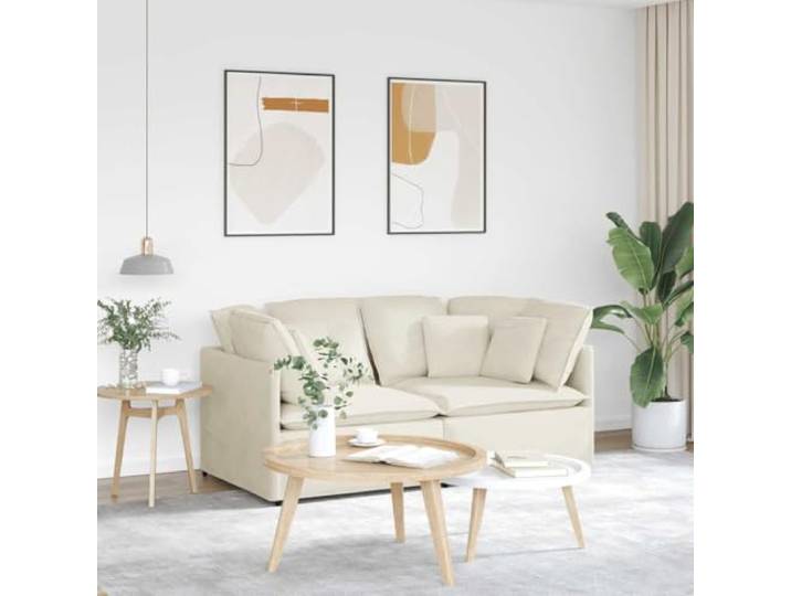 HEFZGDB Modulares Sofa mit Kissen Samt Cream – Elegantes Polstermöbel mit atmungsaktiver Samtpolsterung, robustem Metallrahmen und Flexibler Sitzlösung für großzügige Entspannung im