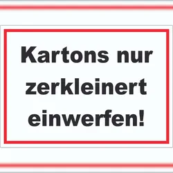 HB-Druck Kartons nur zerkleinert entsorgen Aufkleber A1 (594x841mm)