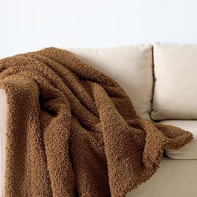 HiEnd Accents Teddy Textured Boucle Plush Throw Blanket