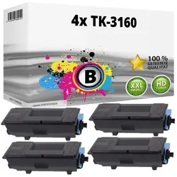 Druckfuxx, Toner, 4 XL TINTE TONER TK-3160 für Kyocera Mita 3060 dn P3045 dn P3050 dn P3