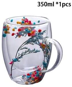 Daily Deals Depot Heat Resistant Double Wall Glass Coffee Cup With Handle, Insulated Tea, Espresso, Milk Mug, Elegant Clear Gift Drinkware 1pcs350ml C