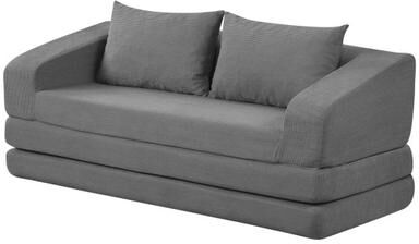 Costway Corduroy Loveseat Sleeper Sofa with 2 Back Cushions for Living Room Bedroom Apartment-Gray