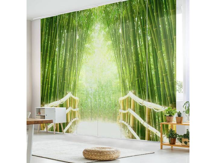 Schiebegardinen Bamboo Way 6er-Set 360 x 250cm Grün Montagezubehör nicht enthalten