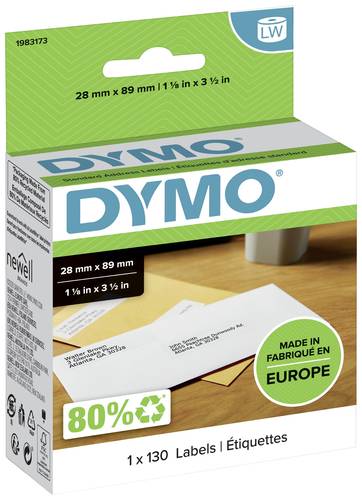 DYMO Etiketten Rolle 1983173 1983173 89 x 28mm Papier Weiß 130 St. Permanent haftend Adress-Etiketten