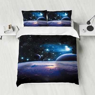 Galaxie Sternenhimmel Planet 3-teiliges Daunenbettbezug-Set für Hotelschlafzimmer Gästezimmer Gästezimmer Bettwäsche komfortables Set