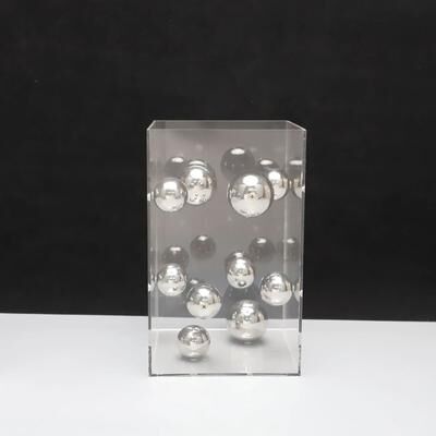 Uplift Treasures Geometric Metal Ball Acrylic Display Ornament silver 16x16x26cm