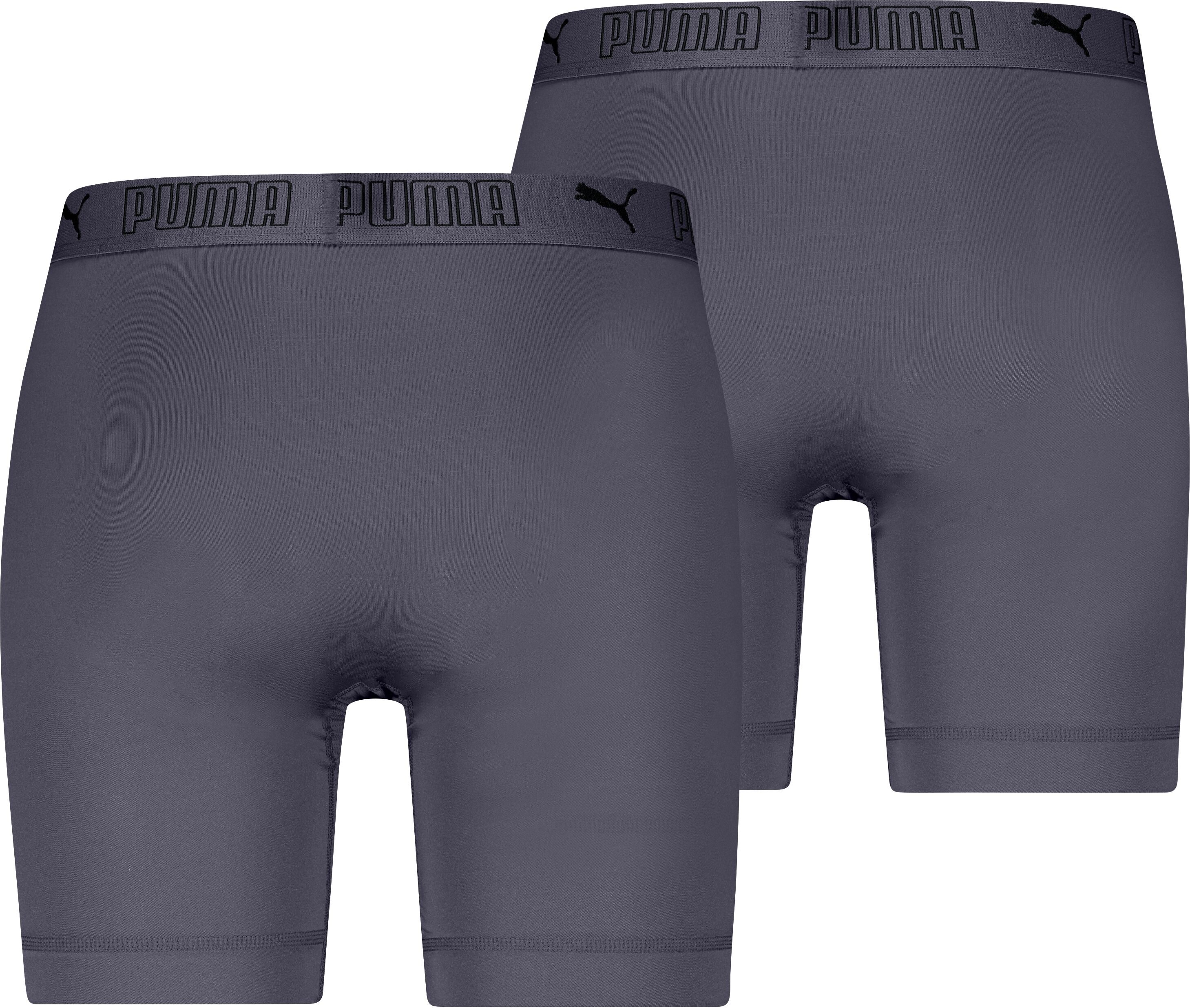 Langer Boxer PUMA "PUMA MEN SPORT MICROFIBER LONG BOXERS 2P", Jungen, Gr. XL, grau (inky depths), Jersey, Obermaterial: 88% Polyester, 12% Elasthan, normal, Unterhosen Langer Boxer, mit Logo-Bund inky depths XL