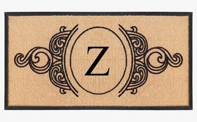 A1 Home Collections Natural Coir & Rubber Hand Flocked Large Monogrammed Doormat 30X60 Inch