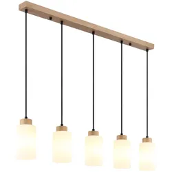 LED Hängeleuchte Pendelleuchte Esszimmerlampe Höhenverstellbar Braun Holz H120cm