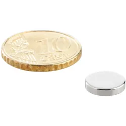 100 Scheibenmagnet, 9,5 mm, 2,0 mm, N35, 100 Stück, Neodym, silber