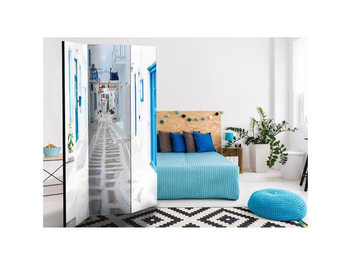 Paravent Greek Dream Island Fleece Weiß 135 x 172 x 3cm 3-teilig