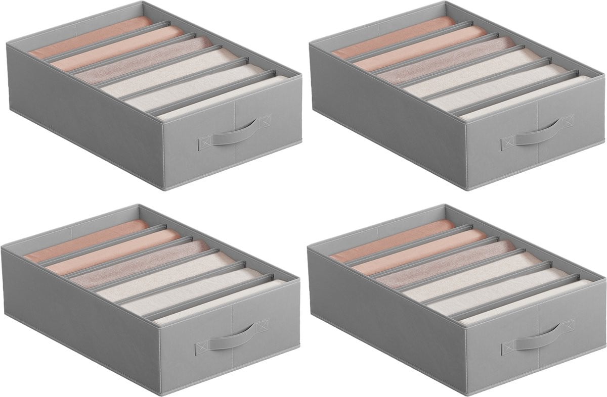 Songmics 4-delige opvouwbare lade organizer set met 6 vakken voor in de slaapkamer