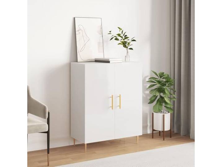 HEFZGDB Klassisches Sideboard mit viel Stauraum aus Holzwerkstoff in Hochglanz Weiß – Modernes Hochglanz Sideboard für Wohnzimmer Aufbewahrung