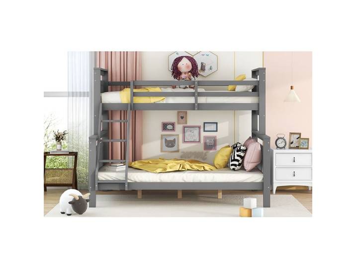 Etagenbed mit Leiter und Sicherheitsgeländer convertible en 2 lits séparés lit en bois pour enfants jeunes et adultes