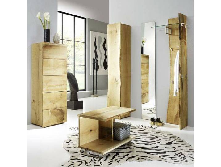 Garderobenset Woodline - 4-teilig in Eiche massiv – Montierte Lieferung – 3%-Vorkasse-Rabatt