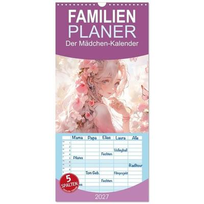 Familienplaner 2027 - Der Mädchen-Kalender mit 5 Spalten (Wandkalender, 21 x 45 cm) CALVENDO
