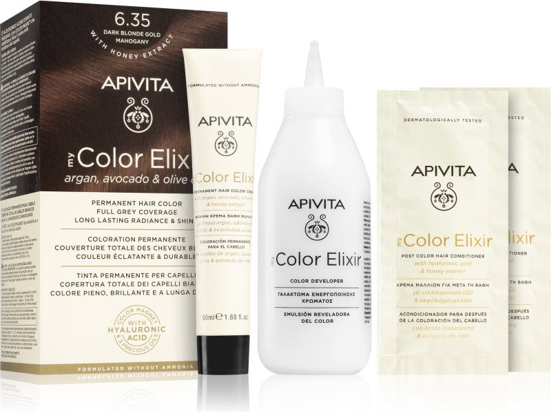 Apivita My Color Elixir coloration cheveux sans ammoniaque teinte 6.35 Dark Blonde Gold Mahogany 1 pcs