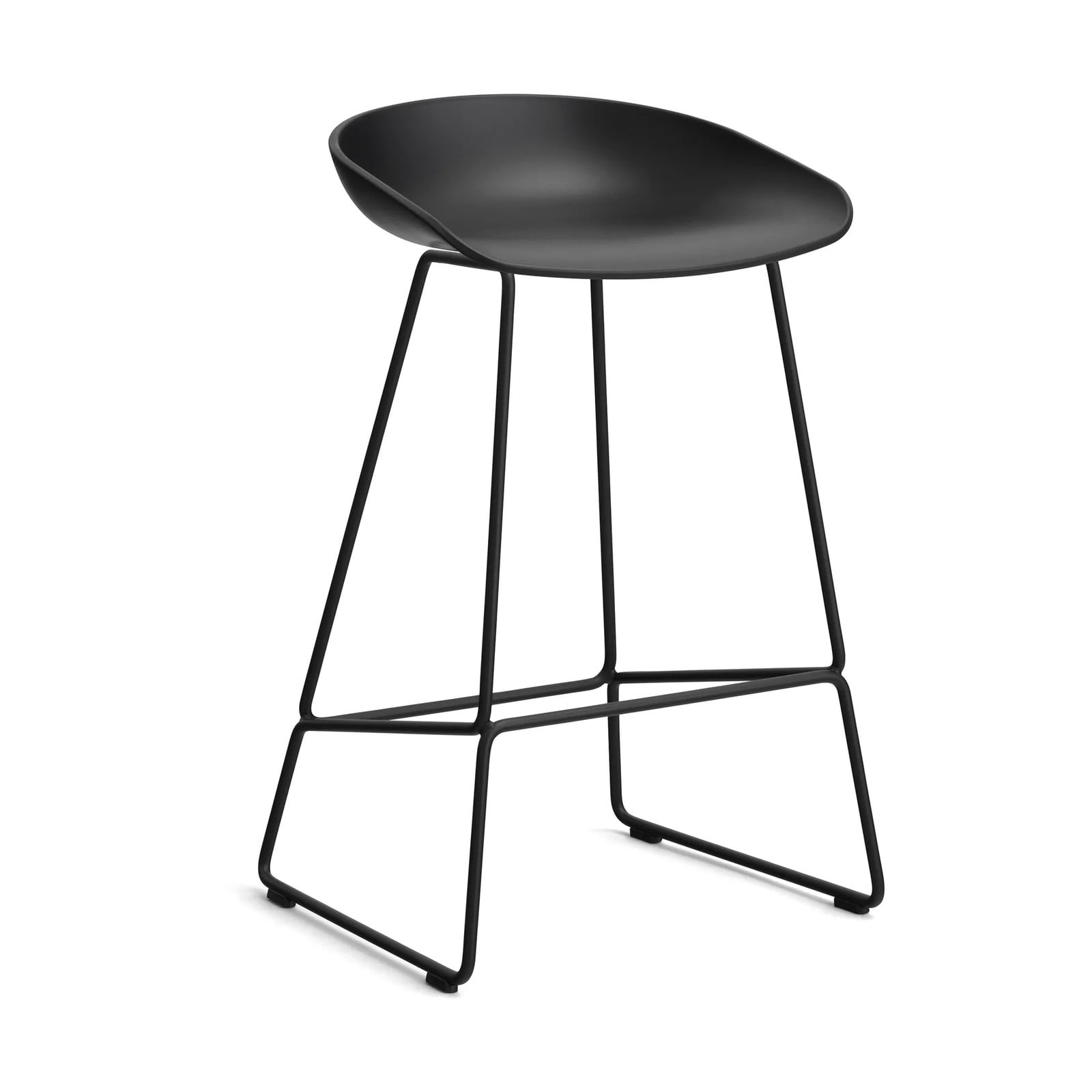 HAY About a Stool 38 Low barkruk met zwart stalen onderstel