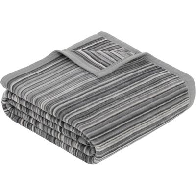 Wohndecke IBENA "Jacquard Decke Malang", grau, B:150cm L:200cm, Mischgewebe, Wohndecken, Wohndecke, mit filigranen Streifen, made in Europe
