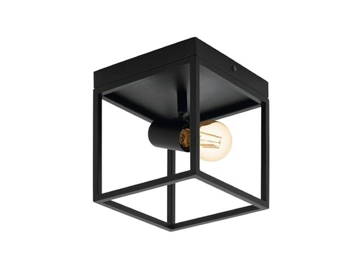 Eglo Luminaire plafonnier Silentina\, lustre au style industriel en acier noir\, lampe de plafond pour salon\, cuisine et couloir\, douille E27