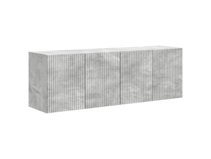 KTHLBRH TV-Schrank zur Wandmontage, 2 Stück, Grau, Beton, Holz 90° drehbare Türen, geräumige Fächer, Wandmontage, Schwebeeffekt, einfache Wartung