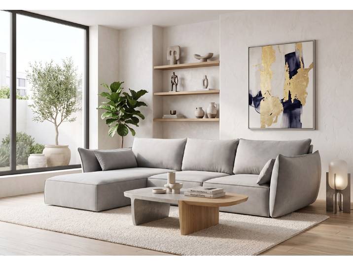 Designer Ecksofa Nuvola in Samt - Blau - Samt - Rechts - Luxusbetten24