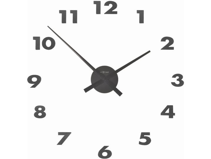 Nextime Wanduhr, Schwarz, Metall, 48x48x3.5 cm, RoHS, CE, 3D-Zahlen, Dekoration, Uhren, Wanduhren