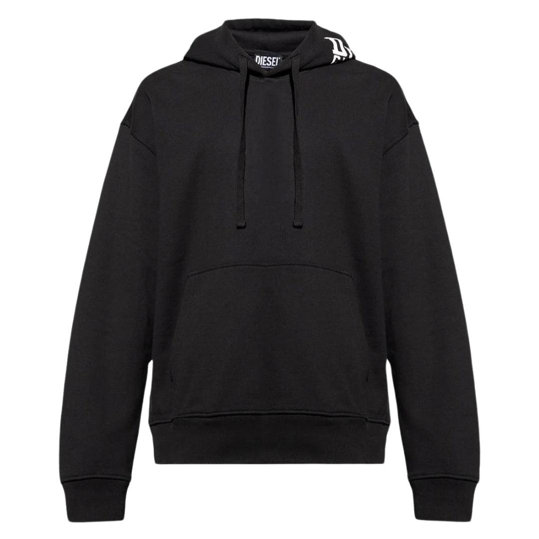 Diesel Schwarzer Kapuzenpullover mit grossem Logo auf der Ruckseite