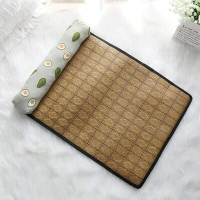 Uplift Essentials Natural Rattan Weave Summer Cooling Mat green Avocado l