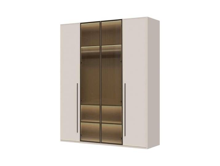 Drehtürenschrank, Cashmere, 182x224x56 cm, MDF, LED-Innenbeleuchtung & Soft-Close, Modern