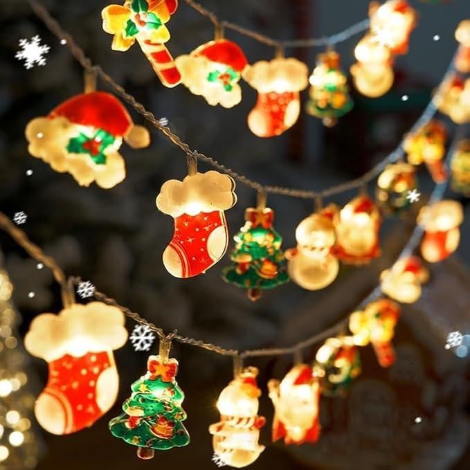 Nikcorp LED-lichtslingers kerstverlichting met kerstman of sneeuwpop decoratie voor binnenshuis, 3 meter