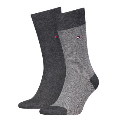 Socken TOMMY HILFIGER "TH MEN SOCK BIRDSEYE", Herren, Gr. 43-46, Sockengröße, grau (anthrazit), Baumwollmischung, normal, Socken Socken