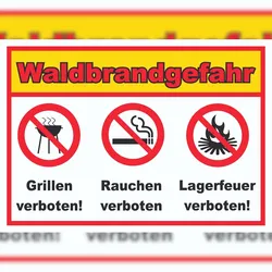 HB-Druck Waldbrandgefahr Grillen Rauchen Lagerfeuer verboten Schild A3 (297x420mm)