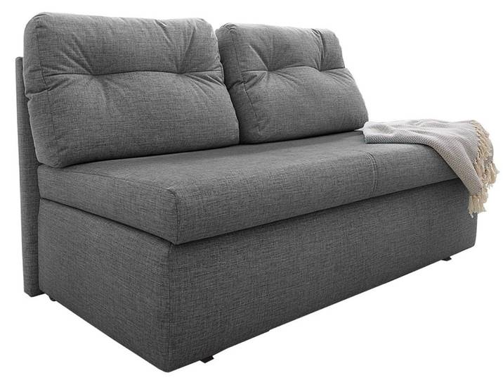 Schlafsofa 136 cm praktische Couch mit Funktion Bettkasten Gästebett in Grau / 15119
