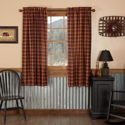 VHC Brands Heritage Farms Primitive Check Short Panel Set of 2 63x36 - Short Panel 63x36