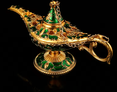 Inspire Curations Vintage Aladdin Magic Lamp Ornament Aladdin Lamp Decor Magic Genie Lamp For Home & Office Decoration green