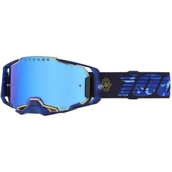 100%, Unisex, Sportbrille, Armega LE Goggle Bruni Signature - Mirror Blue Lens (Black, Blau, Blau), Blau, Schwarz