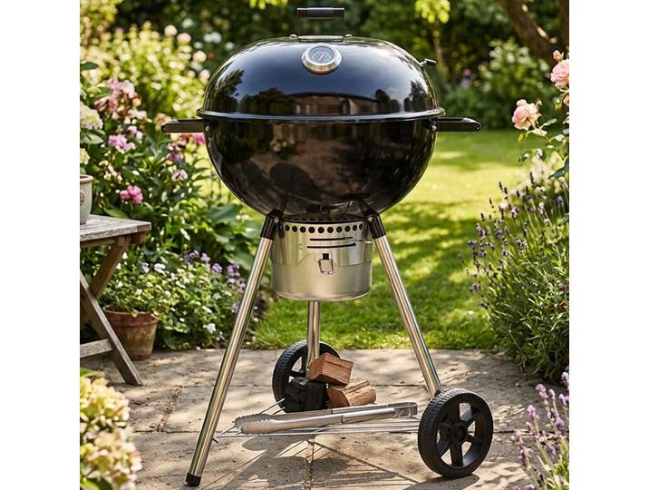 Kugelgrill mit Thermometer, 2 Räder, Ø55 cm, schwarz